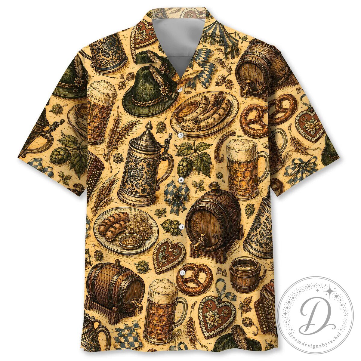 Vintage Oktoberfest Beer Festival Bavarian German Hawaiian Shirt