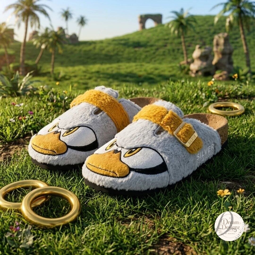 Neptun x Sonic Silver the Hedgehog Plush Clogs Shoes