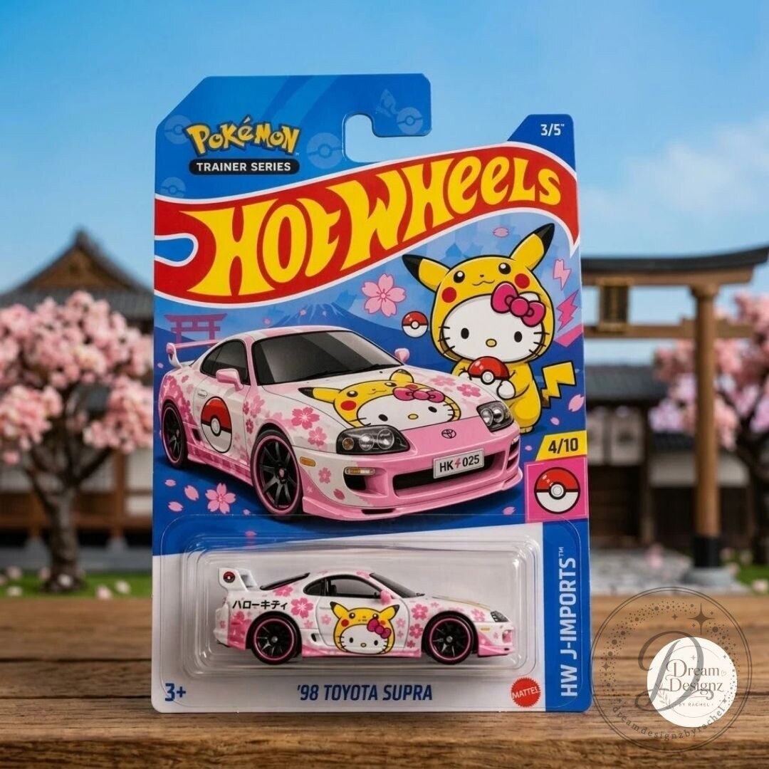 Hello Kitty x Pokemon Pikachu Hot Wheels 1998 Toyota Supra