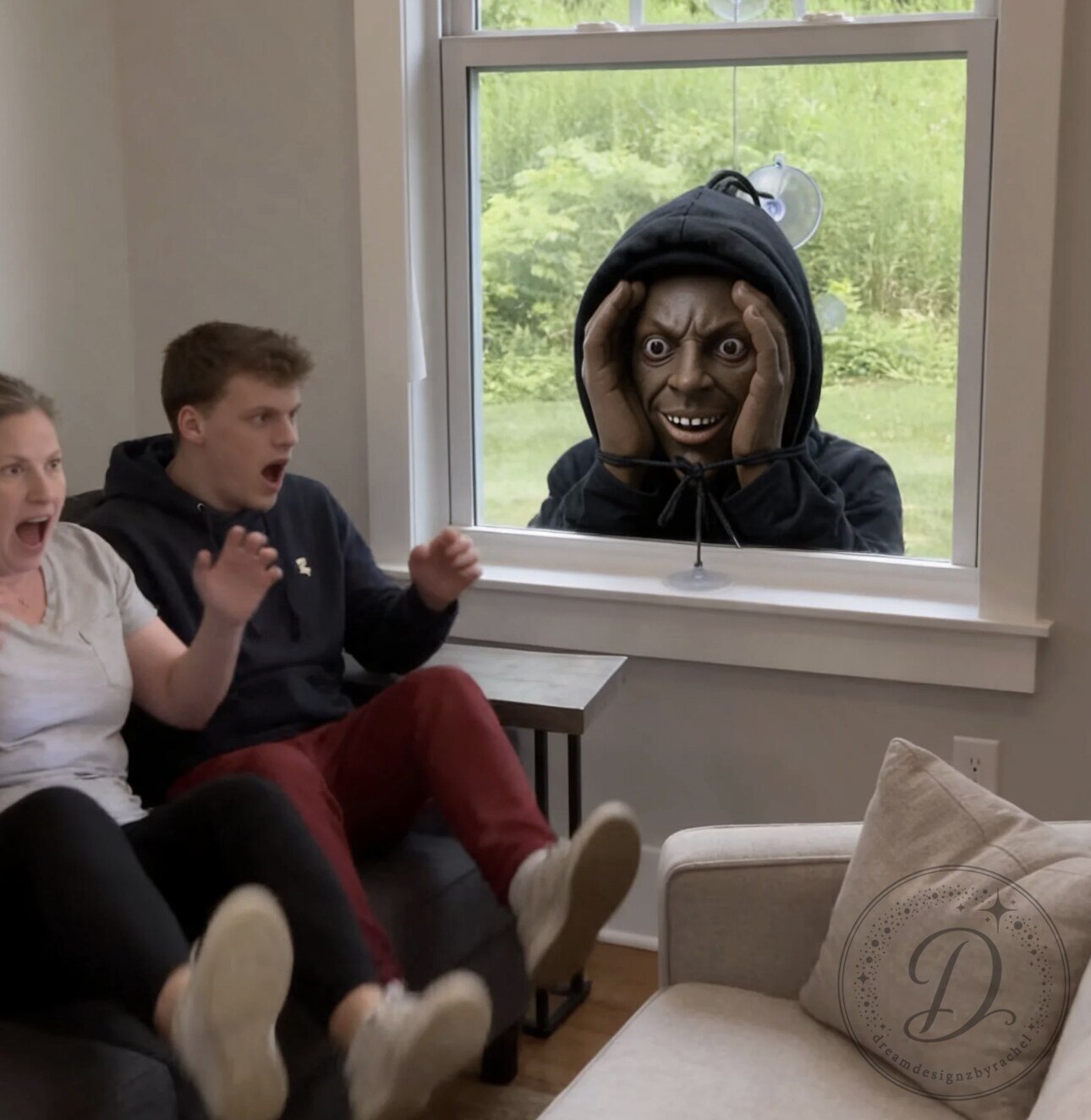 The Peeper - Scary Peeping Stranger Window Prop Halloween Decor 12 The Peeper - Scary Peeping Stranger Window Prop Halloween Decor product image showing design and details