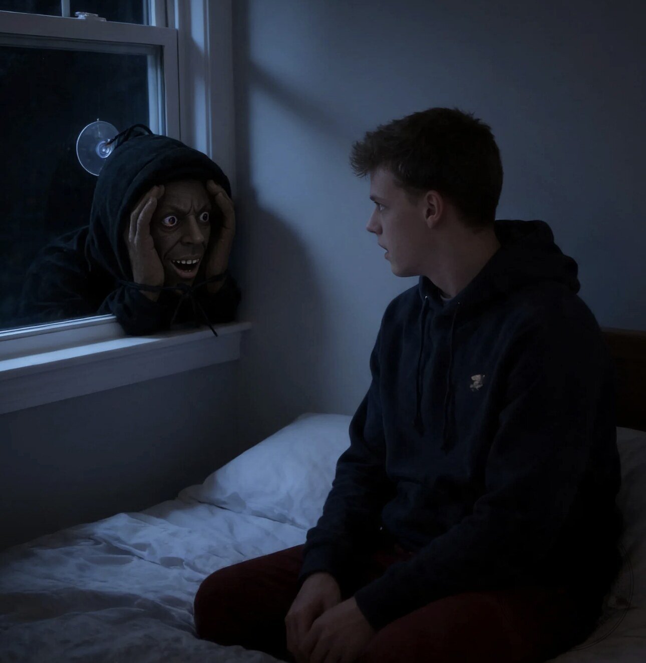 The Peeper - Scary Peeping Stranger Window Prop Halloween Decor 13 The Peeper - Scary Peeping Stranger Window Prop Halloween Decor product image showing design and details