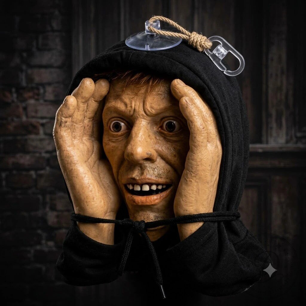 The Peeper - Scary Peeping Stranger Window Prop Halloween Decor 16 The Peeper - Scary Peeping Stranger Window Prop Halloween Decor product image showing design and details