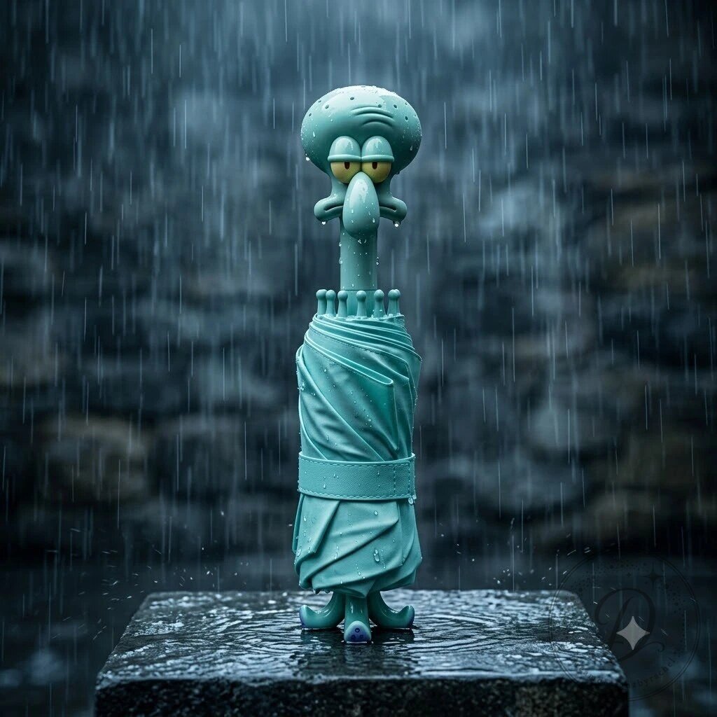 SpongeBob SquarePants Squidward Head Handle Umbrella 8 SpongeBob SquarePants Squidward Head Handle Umbrella product image showing design and details