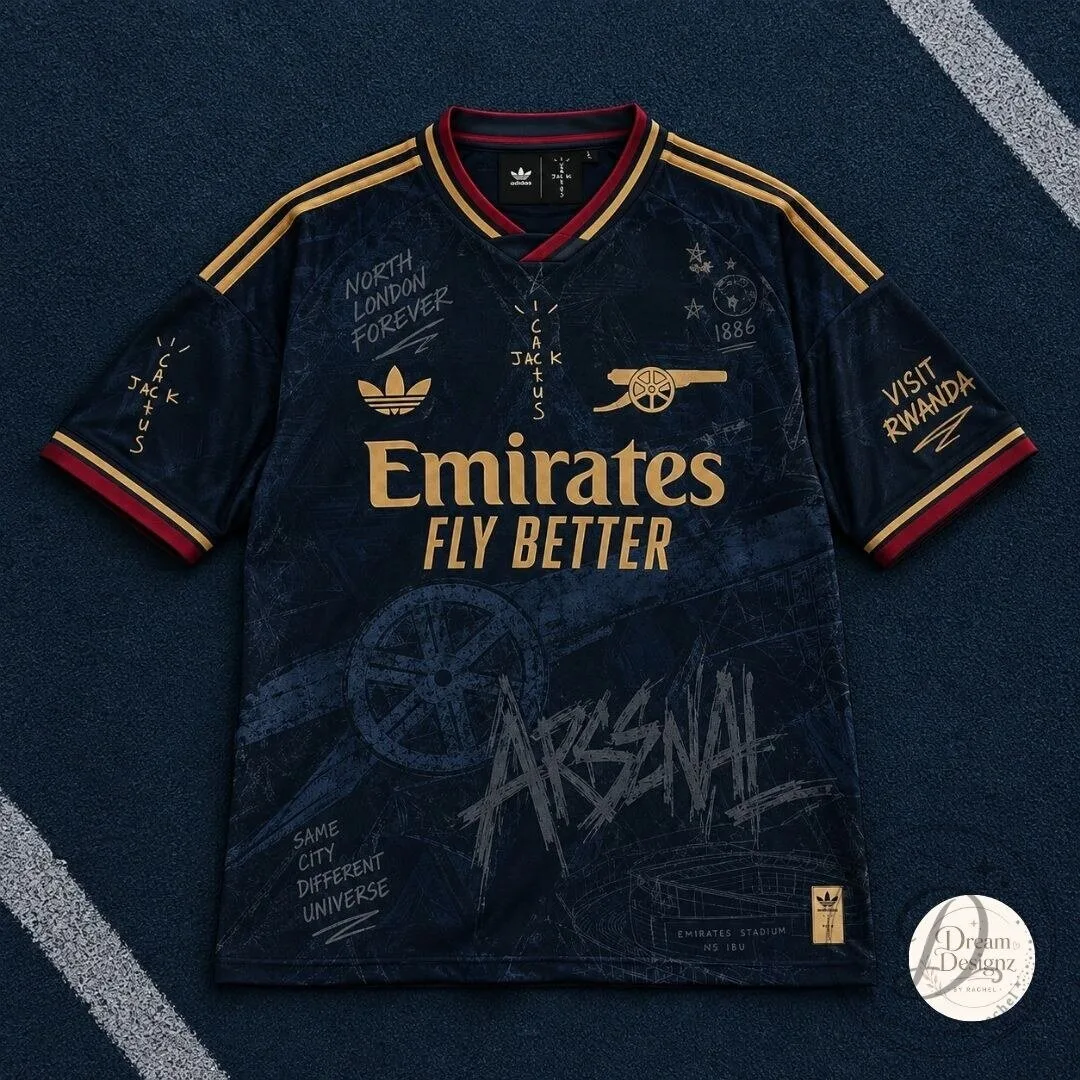 Travis Scott Cactus Jack x Arsenal Away Concept Jersey Shirt
