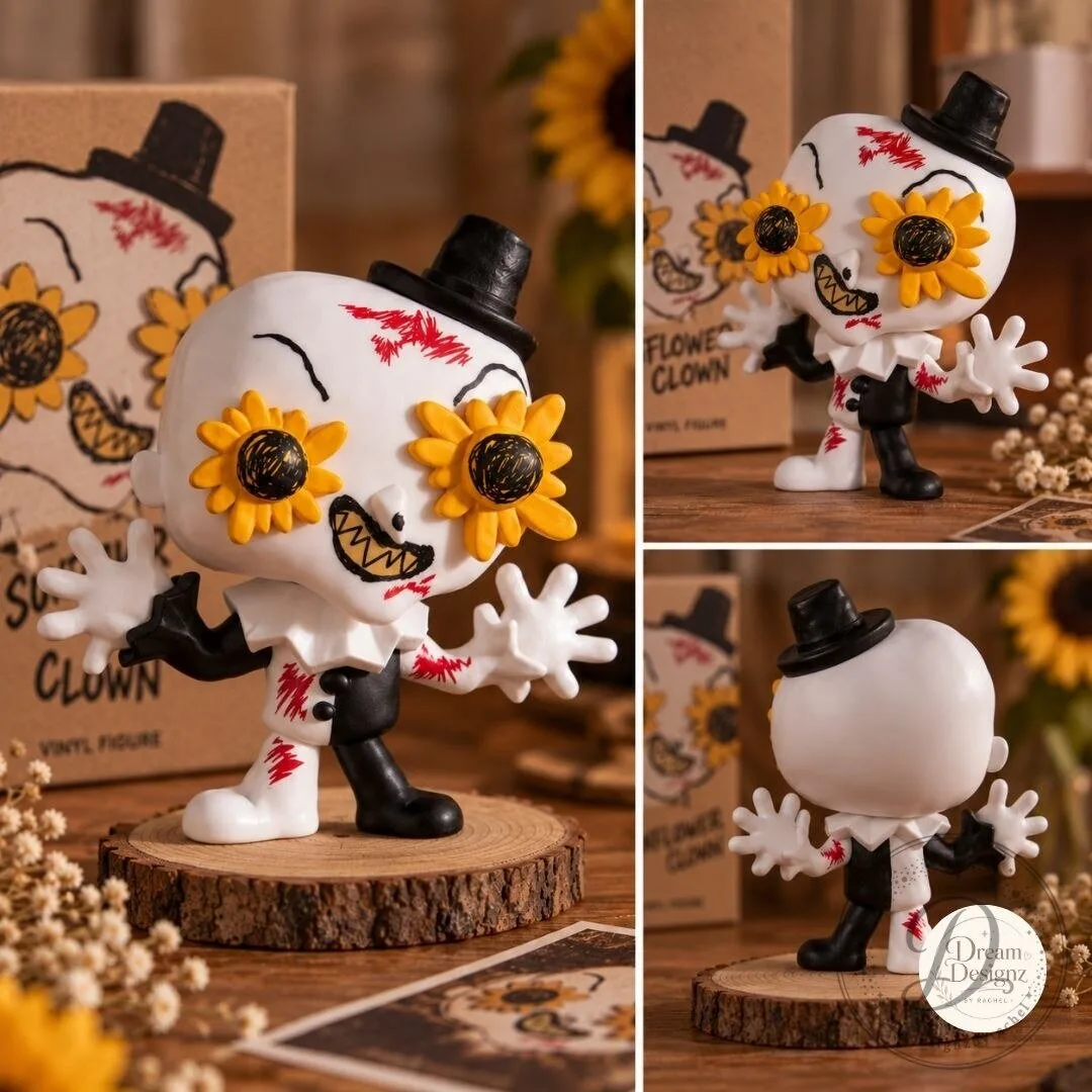 Funko Pop Art the Clown Sunflower Glasses Terrifier Vinyl Figure 8 Funko Pop Art the Clown Sunflower Glasses Terrifier Vinyl Figure product image showing design and details