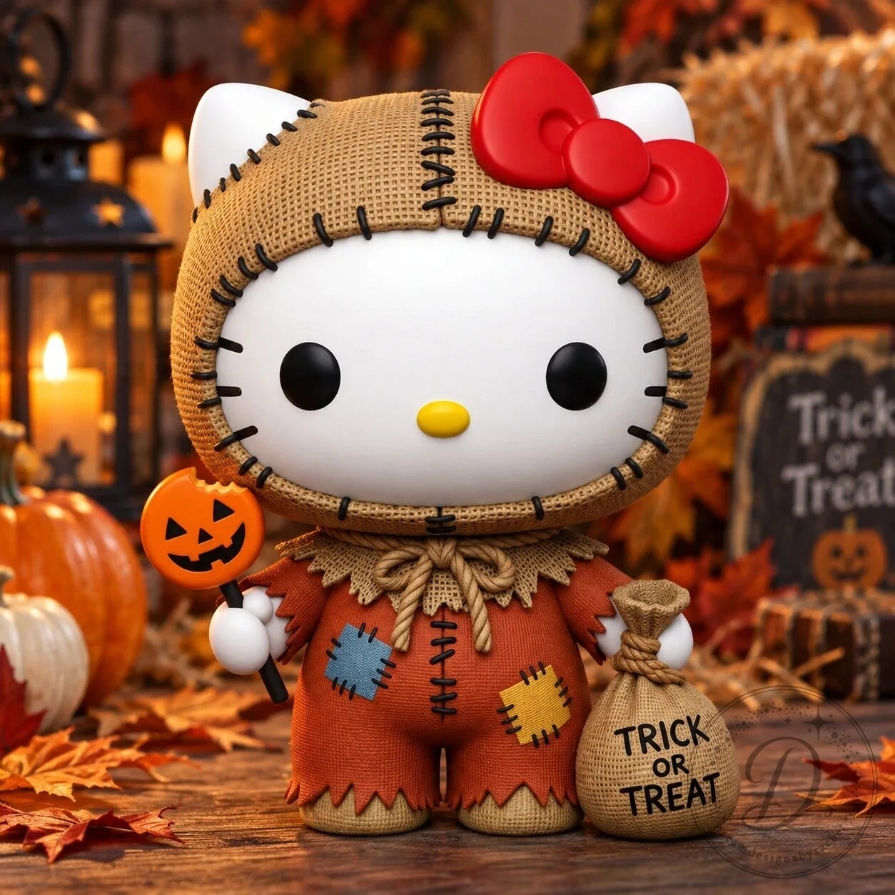 Funko Pop Hello Kitty Scarecrow Halloween Vinyl Figure 10 Hello Kitty Scarecrow Halloween Vinyl Figure product image showing design and details