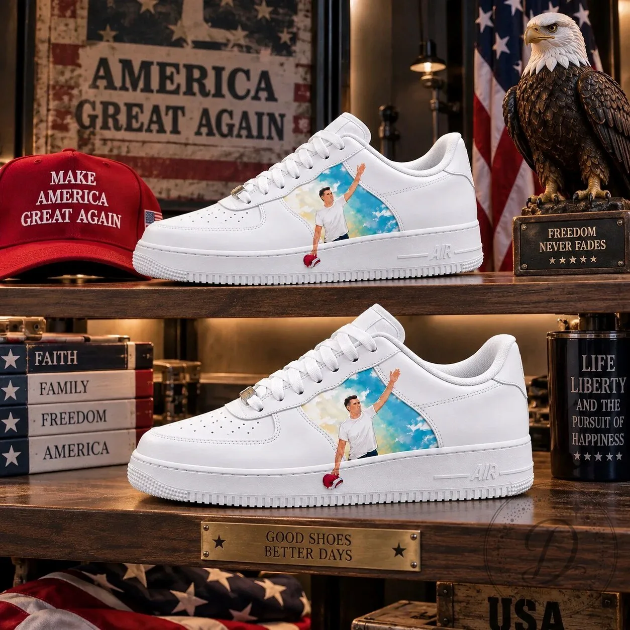 Charlie Kirk Custom Air Force 1 Sneakers 10 Charlie Kirk Custom Air Force 1 Sneakers product image showing design and details