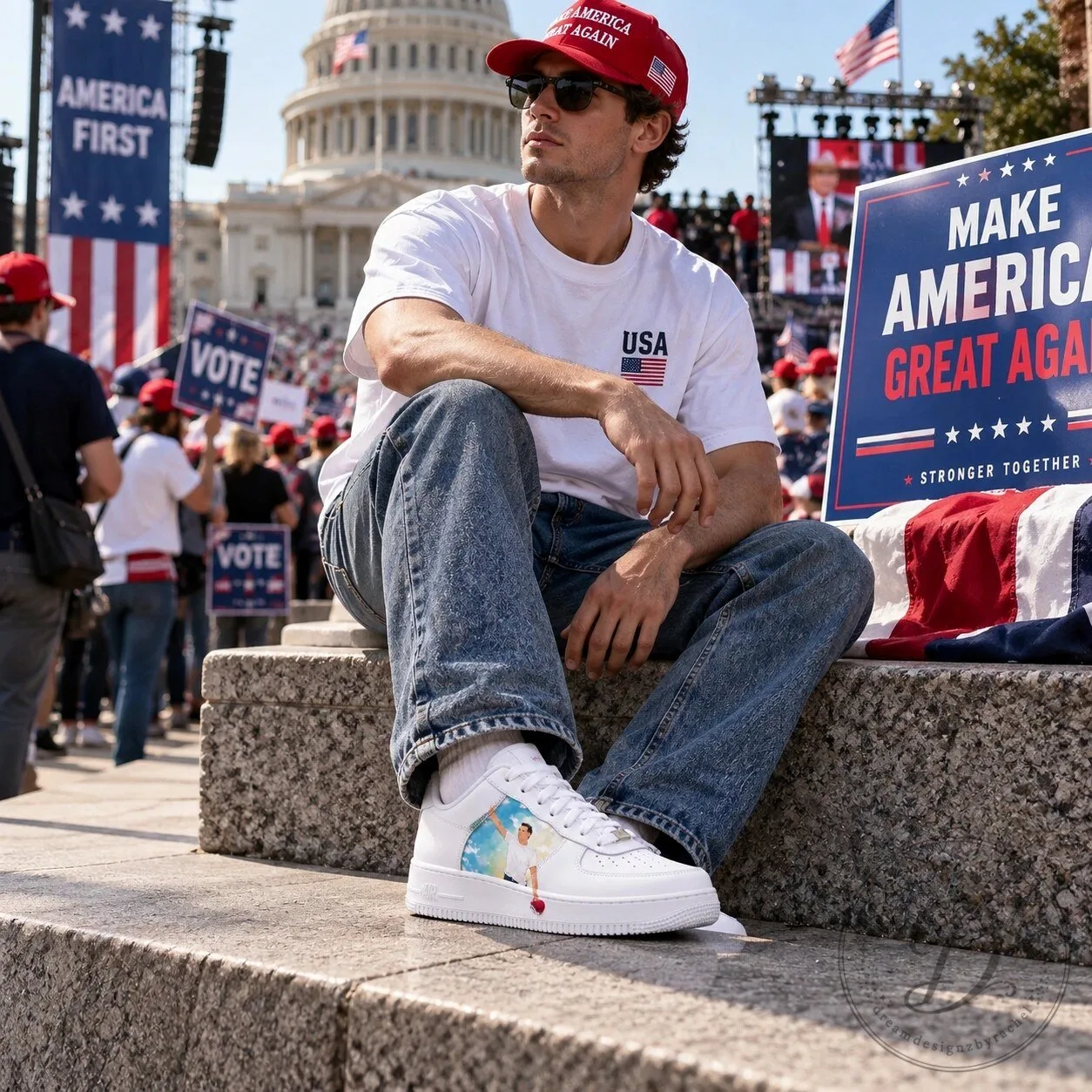 Charlie Kirk Custom Air Force 1 Sneakers 11 Charlie Kirk Custom Air Force 1 Sneakers product image showing design and details