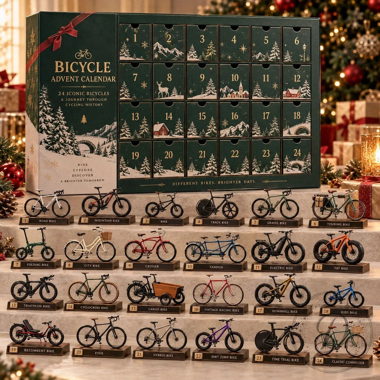 New Bicycle 2026 Christmas Advent Calendar 24 Iconic Mini Diecast Bike Models Gift Box