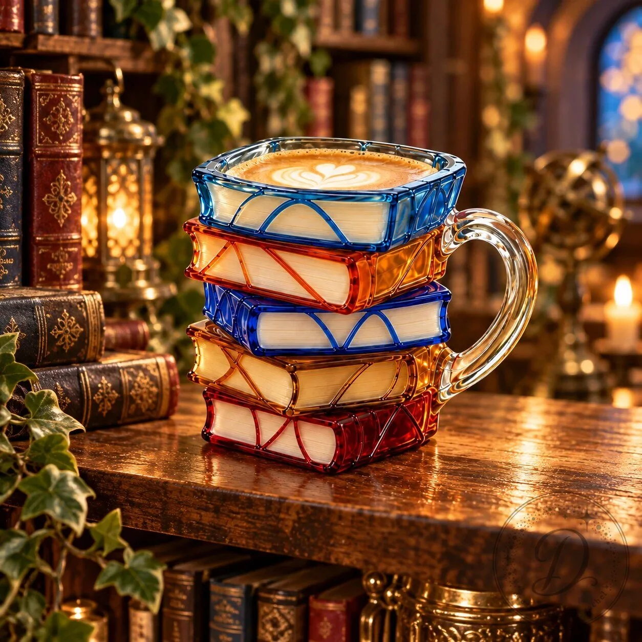 Once Upon A Sip Stacked Books Shaped Clear Glass Coffee Mug