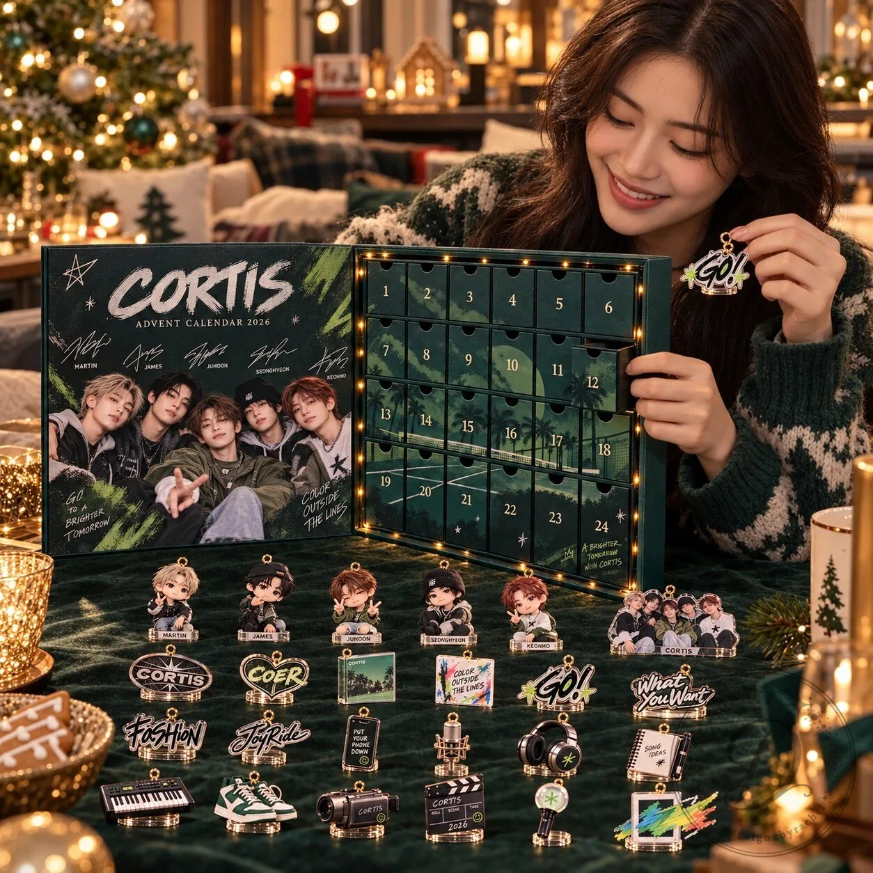 CORTIS K-Pop Group 2026 Advent Calendar 24 Days Mini Ornament Box Set product image showing design and details