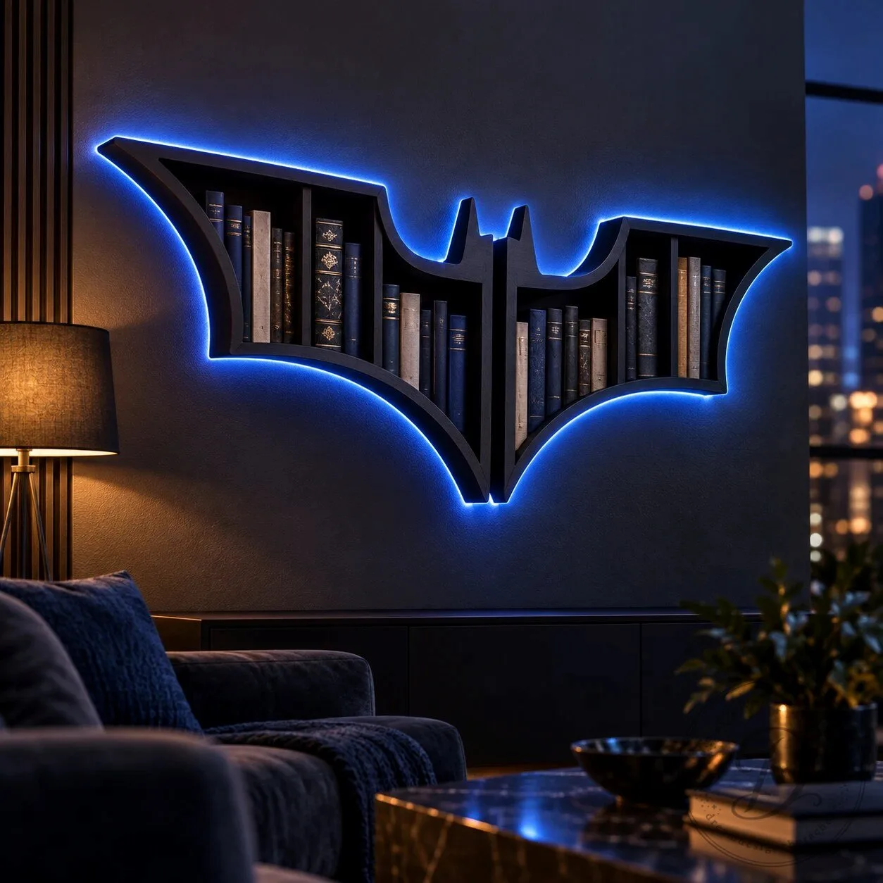 Batman Wooden Wall Bookshelf 9 Batman Wooden Wall Bookshelf product image showing design and details