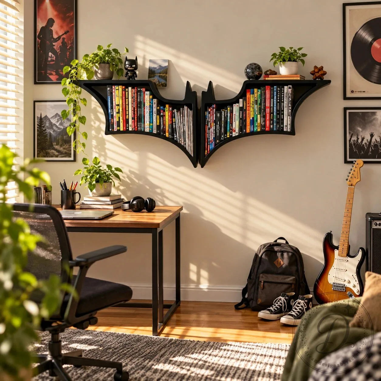 Batman Wooden Wall Bookshelf 10 Batman Wooden Wall Bookshelf product image showing design and details