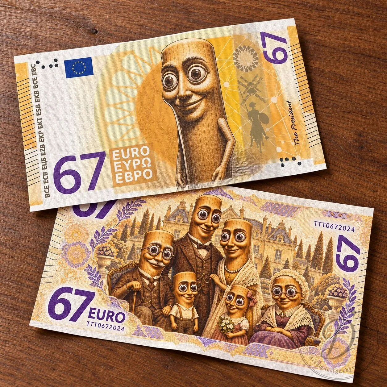50 Pcs Tung Tung Tung Sahur Meme 67 Euro Novelty Banknote Bills Pack
