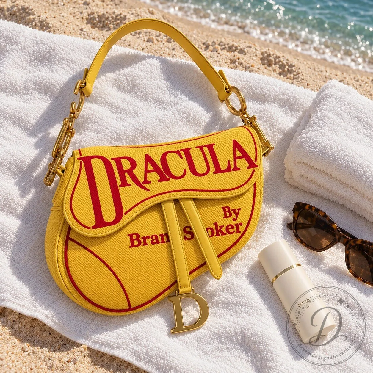 Dior Dracula by Bram Stoker Yellow Canvas Saddle Bag