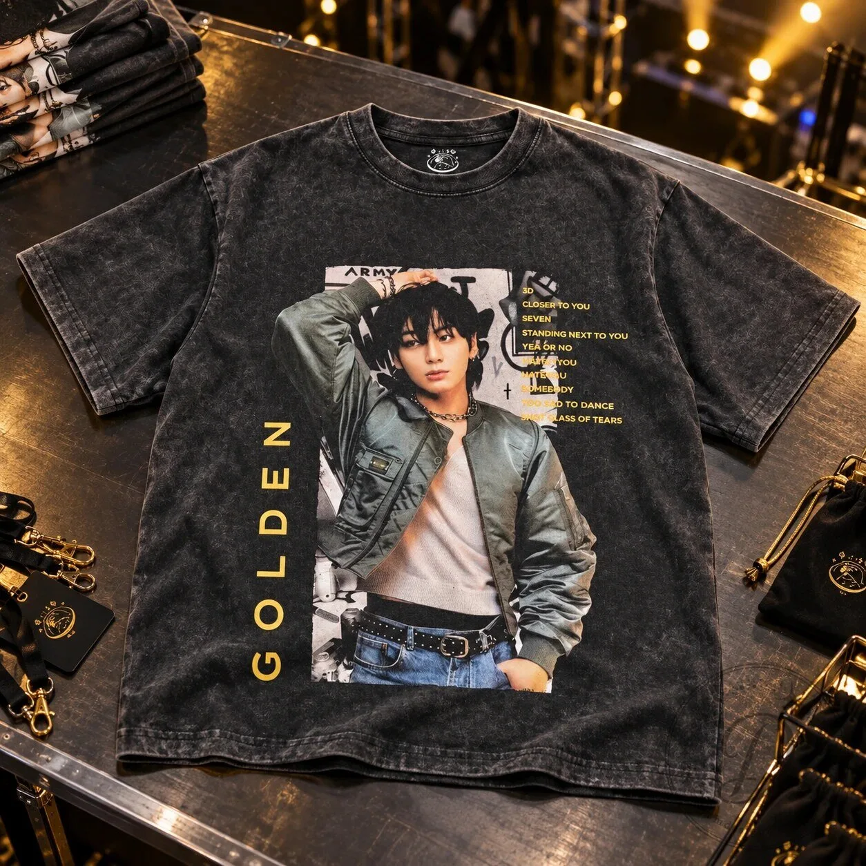 BTS Jin Wearing Jungkook S4 Golden Album Graphic Fan Gift Shirt