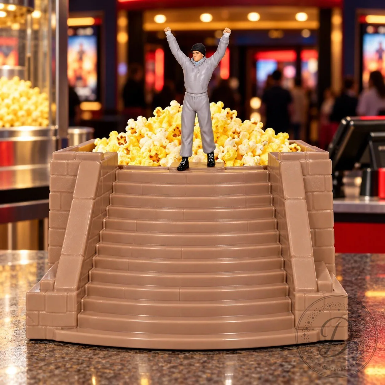 Rocky 50th Anniversary Steps Movie Theater Popcorn Bucket Collectible 11 Rocky 50th Anniversary Steps Movie Theater Popcorn Bucket Collectible product image showing design and details