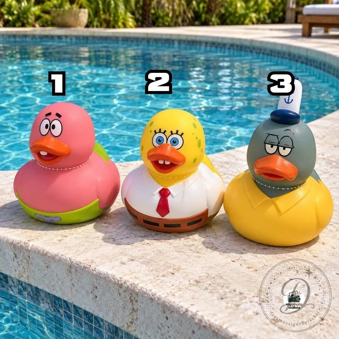 SpongeBob SquarePants Rubber Duck Bath Toy Set Patrick Squidward Decor 9 SpongeBob SquarePants Rubber Duck Bath Toy Set Patrick Squidward Decor product image showing design and details