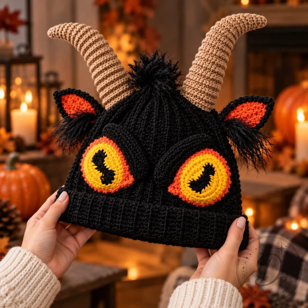 Monster Horns Beanie Knit Hat Warm Winter Headwear Monster Horns Beanie Knit Hat Warm Winter Headwear