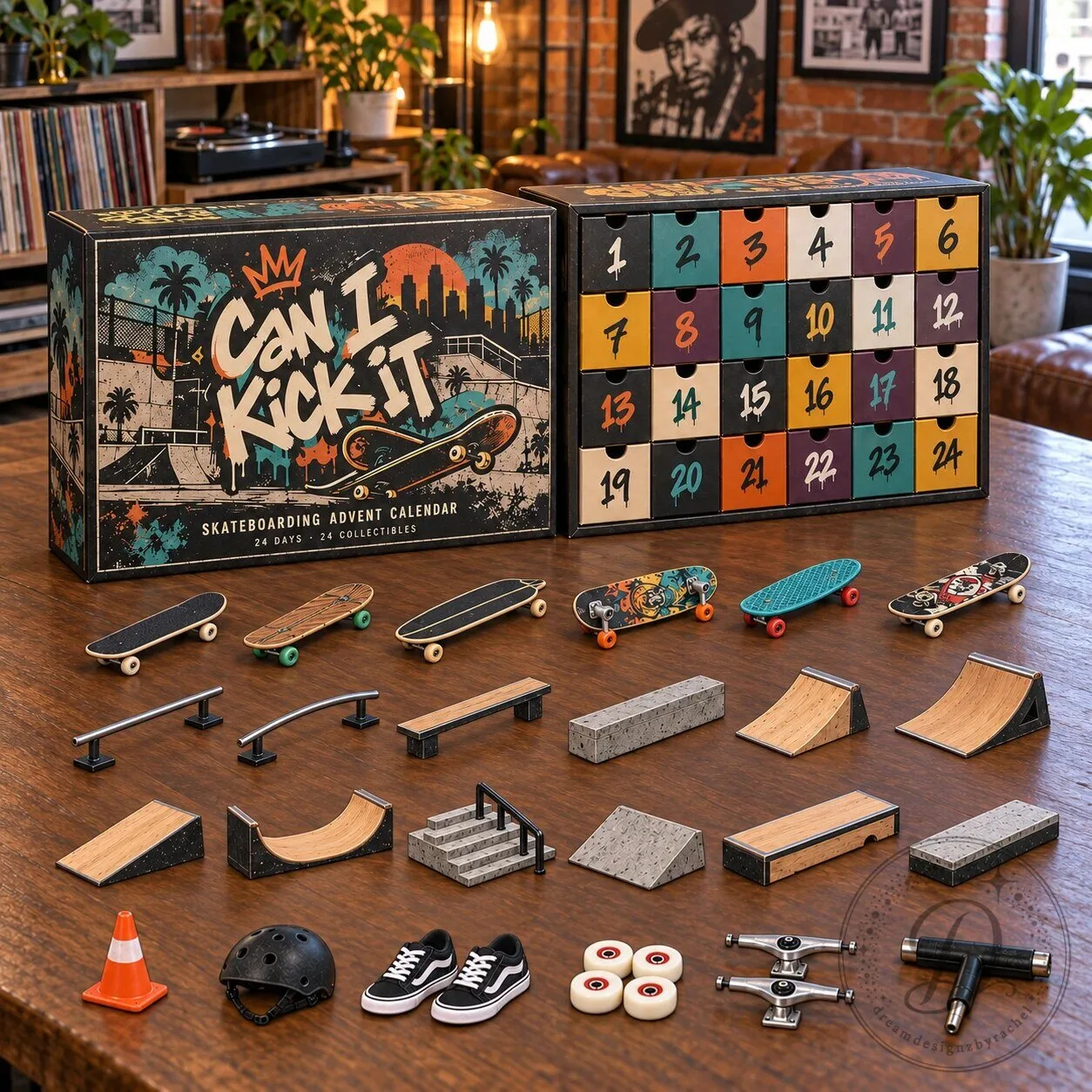 Skateboarding Hiphop 2026 Advent Calendar 24 Days Fingerboard & Ramp Set