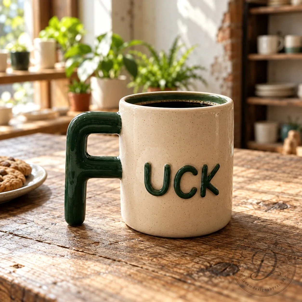 Fuck Ceramic Coffee Mug Novelty F Shaped Handle
