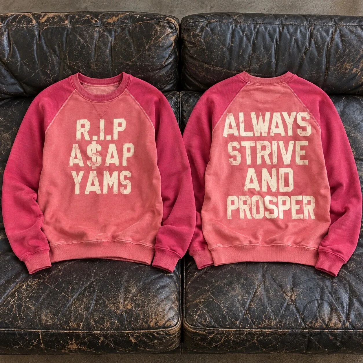 ASAP Yams RIP Always Strive And Prosper Pink Long Sleeve Sweatshirt