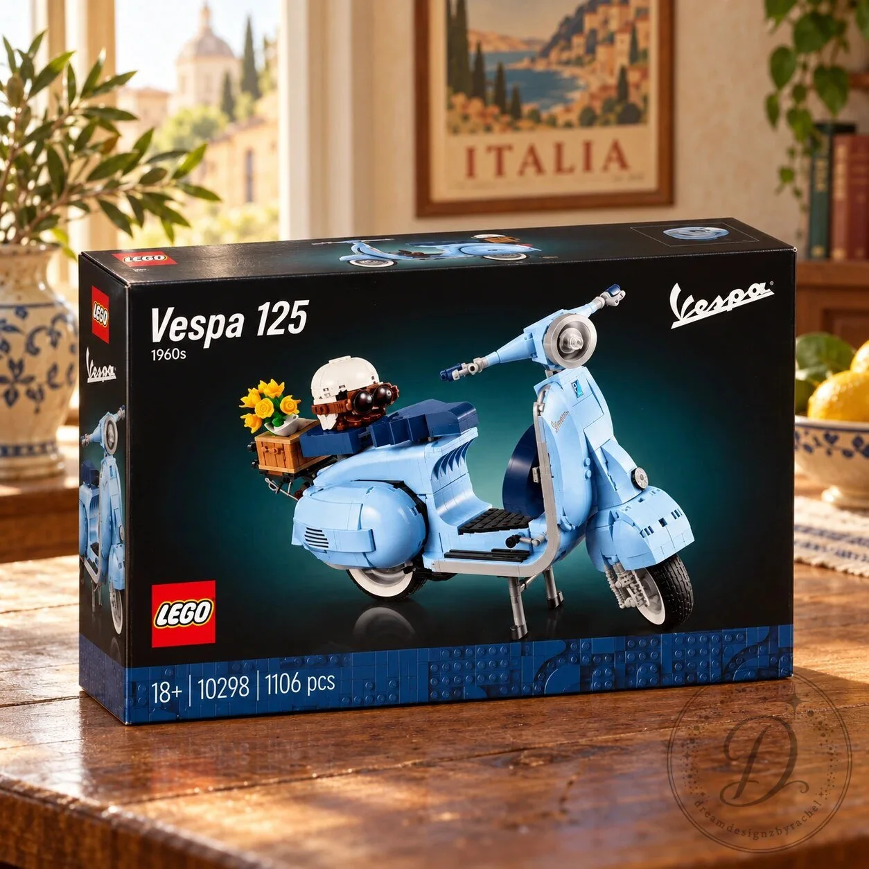 LEGO Vespa 125 1960s Scooter Model Brick Building Kit 1106Pcs 10 LEGO Vespa 125 1960s Scooter Model Brick Building Kit 1106Pcs product image showing design and details